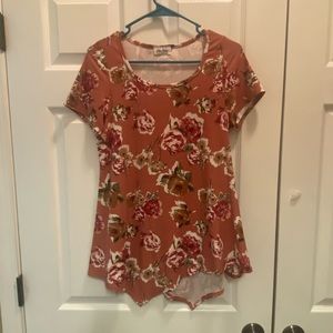 Mauve Floral Short-Sleeve Top